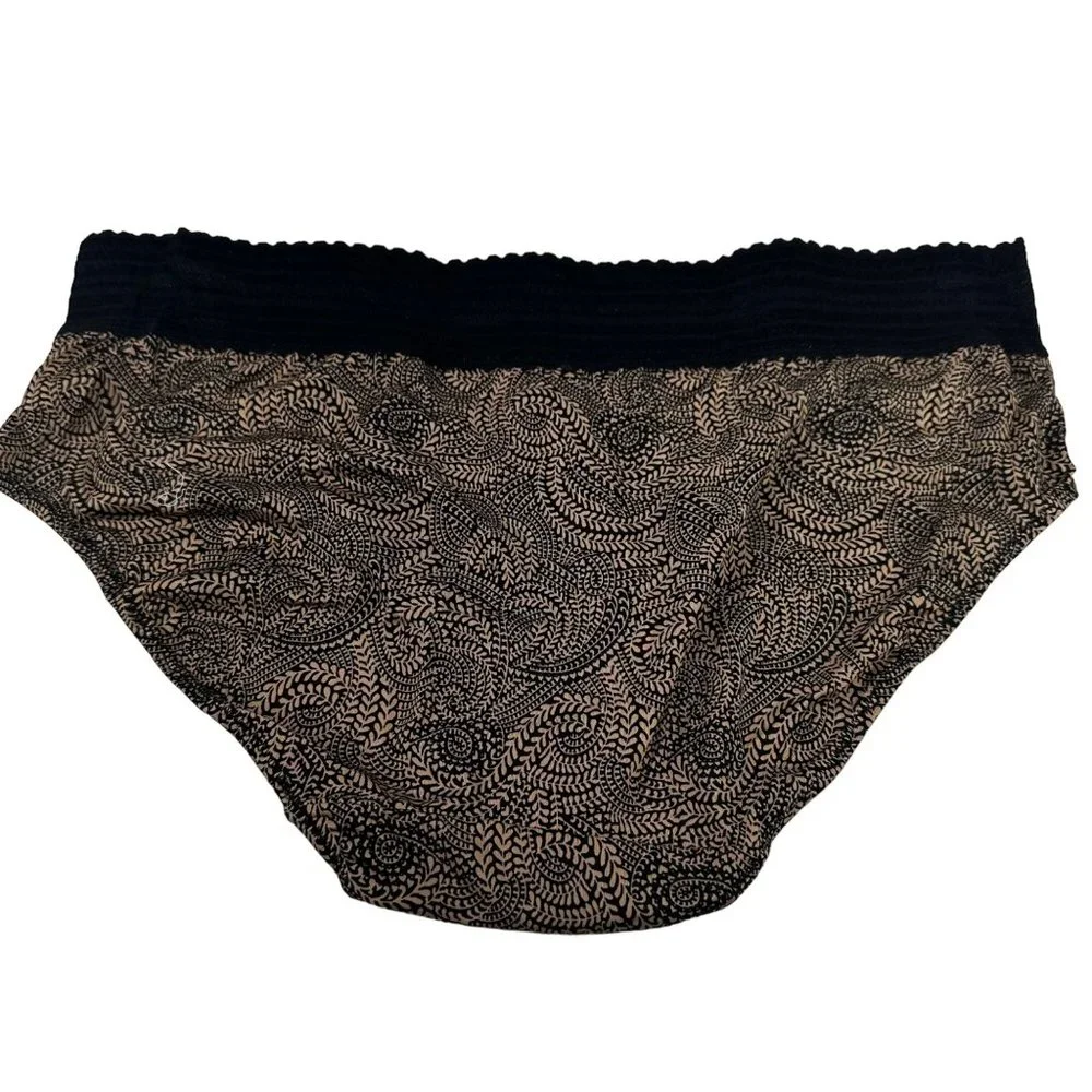 Warner's Women's Size 3XL 10 Panty Brief Hipster Lace Waistband Floral Brown New